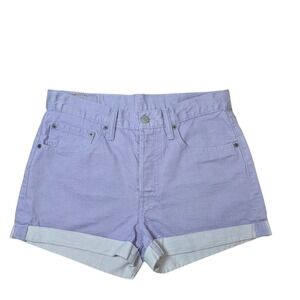 Levi's 501 Denim Shorts Lavender Purple High Rise Women 30 Cuffed Button Fly
